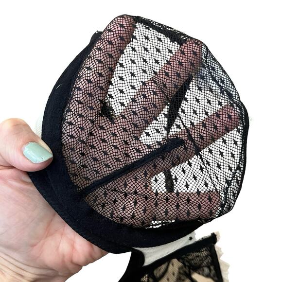 Miss Studio La Perla Sheer Mesh Lace Bra 34B Satin Wired Coquette Black White - Picture 5 of 10